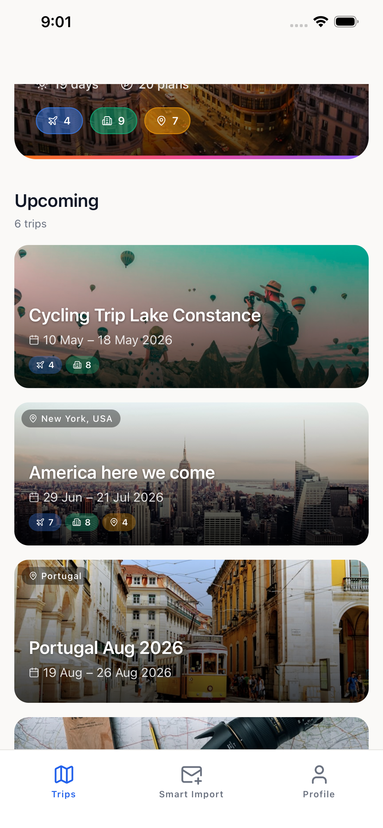 Itinirare multiple trips