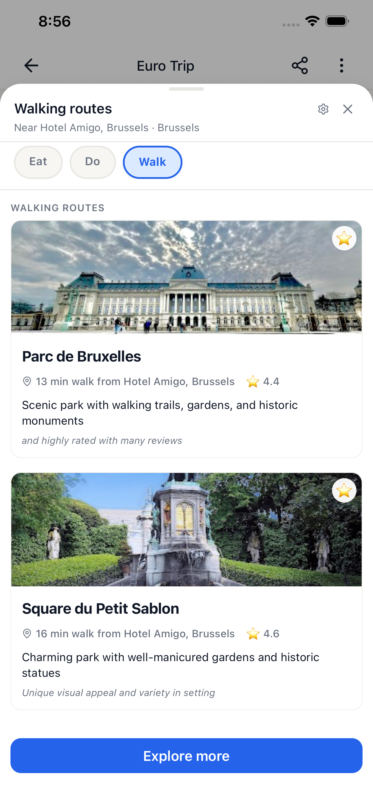Itinirare place suggestions